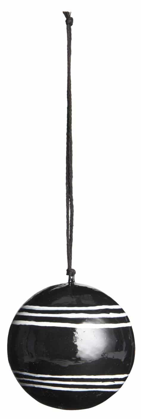 Ib Laursen, Joulupallo viivakuviot, Musta/valkoinen, 7cm