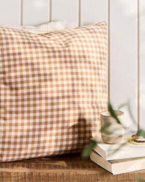 Ib Laursen, Luca -tyynynpäällinen, 50x50cm, Puuvillaa, Toffee/luonnonvalkoinen